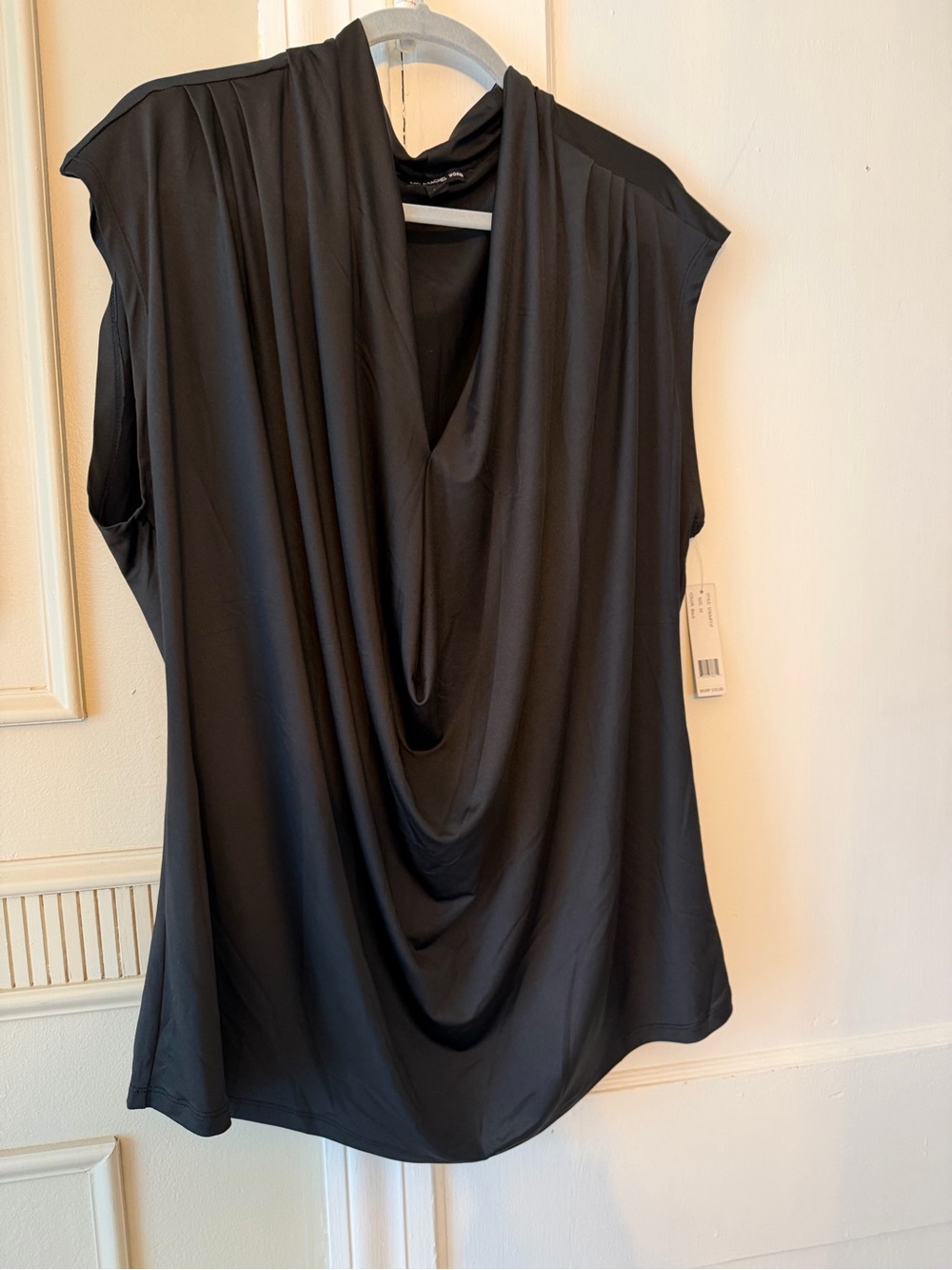 Zac & Rachel Black Sleeveless Draped Cowl Neck Tunic